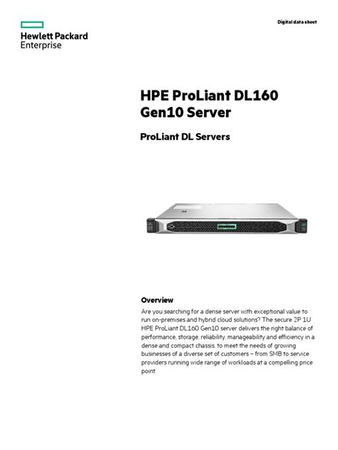 hpe dl160 gen10 datasheet